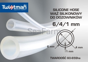 Wąż silikonowy do dozowników Twistman 6/4/1mm, dł 1 mb.