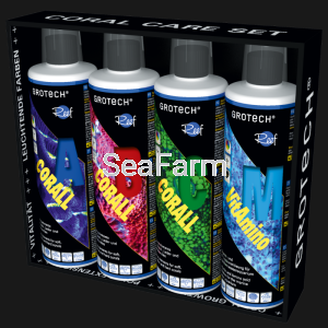 GROTECH Coral Care Set Nano 4x250 ml – Corall A+B+C + VitAmino M do akwarium morskiego